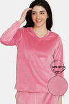 Zivame Velour Knit Poly Winterwear Top - Chateau Rose — thumbnail 1